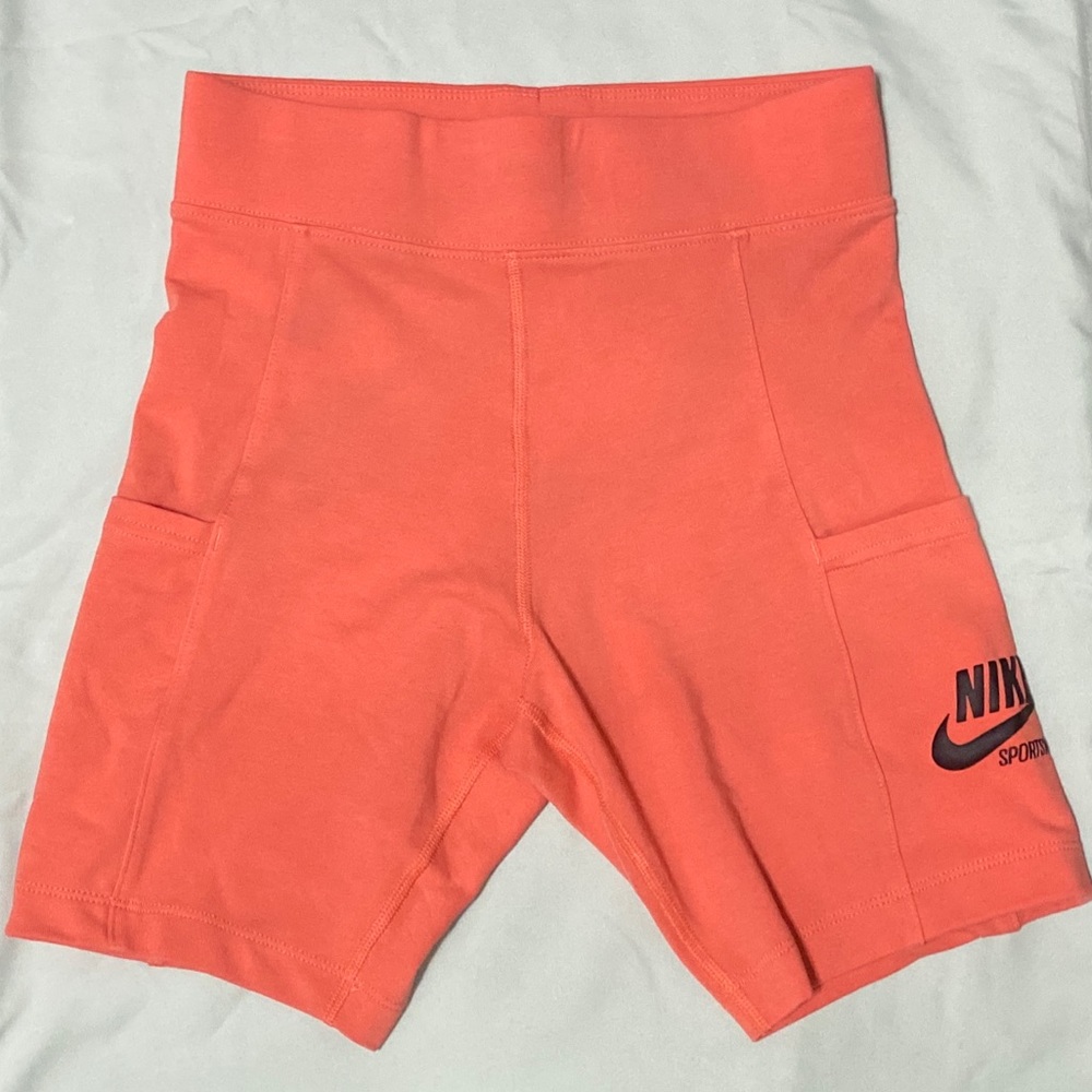 nike coral biker shorts